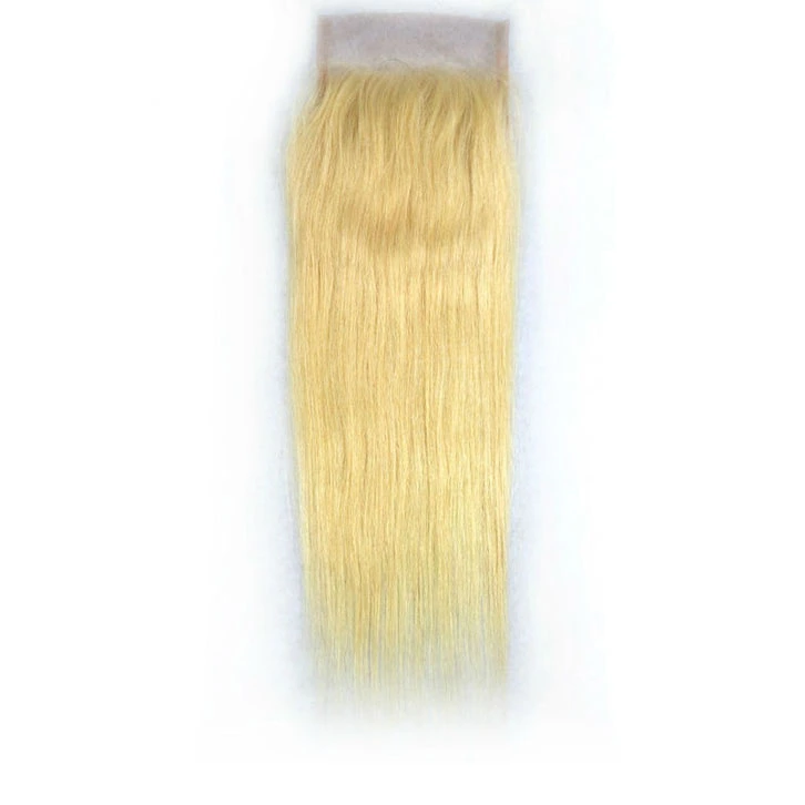 #613 Blonde Straight Lace Closure 4*4 Medium Brown Lace Base 150% Density