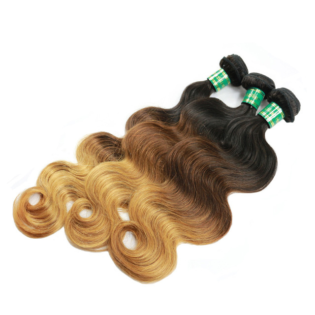 Brazilian Body Wave Ombre Hair Three Tone 1b &amp; #4 &amp; #27 Hair , 100g/pcs 3pcs/lot,Berrys Fashion Weave Beauty