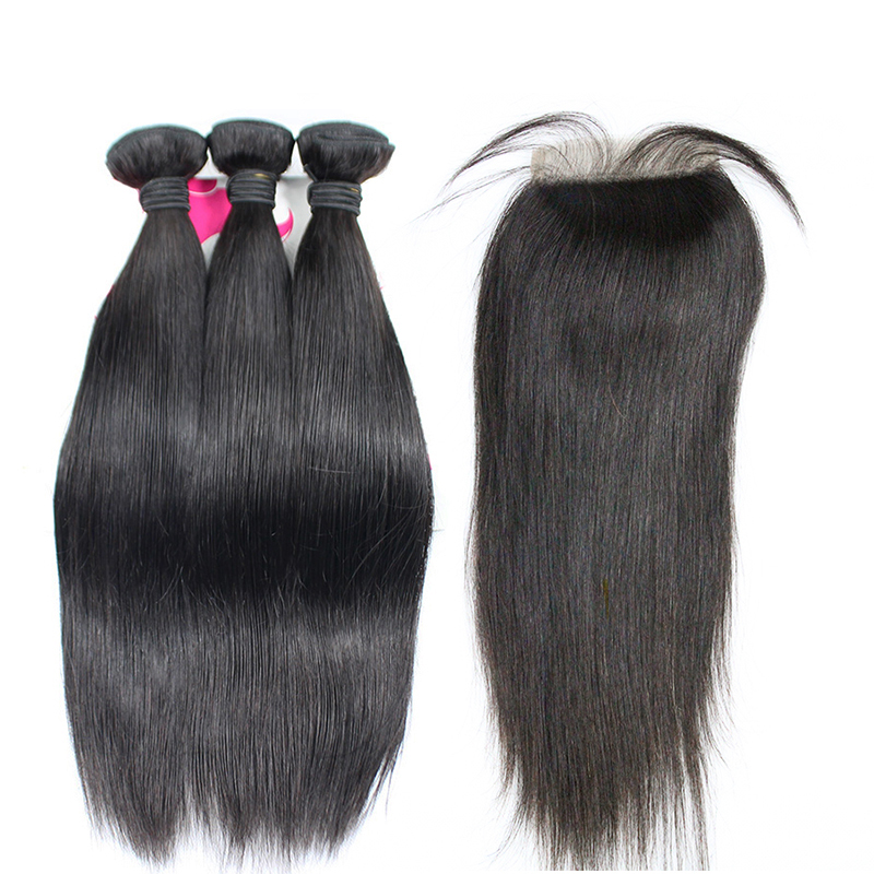 3 Bundles Straight /Body Wave Yellow Band Top Quality Virgin Hair with 4*4 lace Closure Berrysfashion Hair