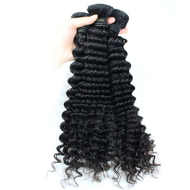 3 Bundles Deals 100% Remy Human Deep Wave Hair Sliver Band Hair Extensions 10&quot;-28&quot; Natural Color