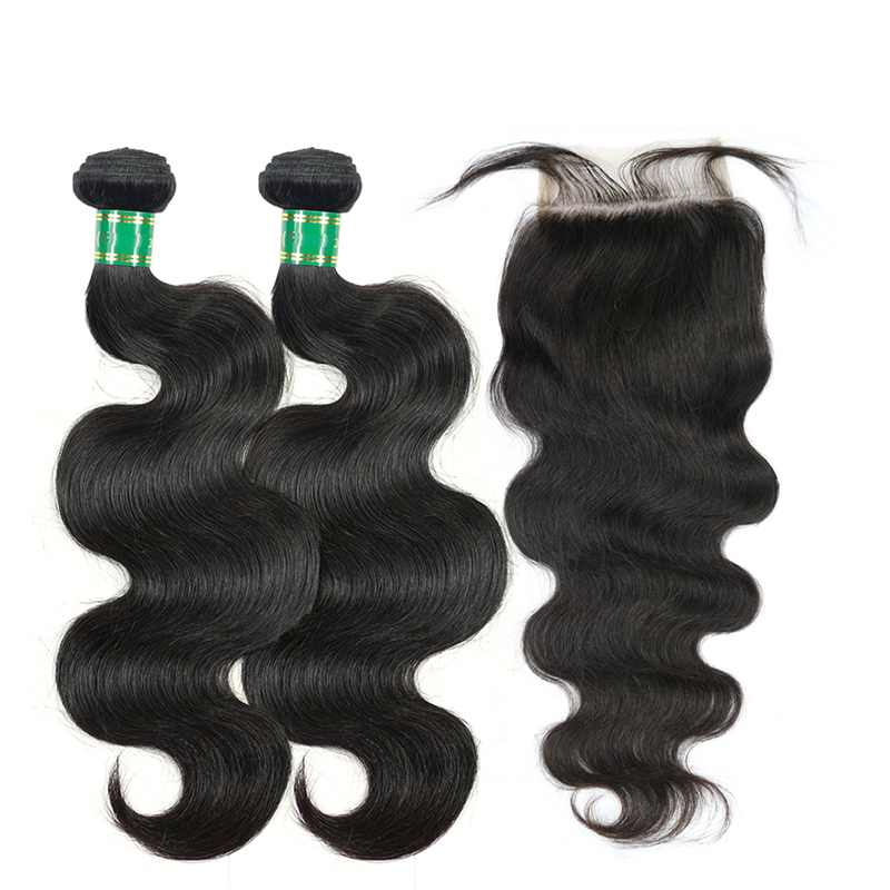 yellow band Brazilian Body Wave Hair 2 Bundles +4*4 Closure Unprocessed Berrys 100% Virgin Human Hair Products