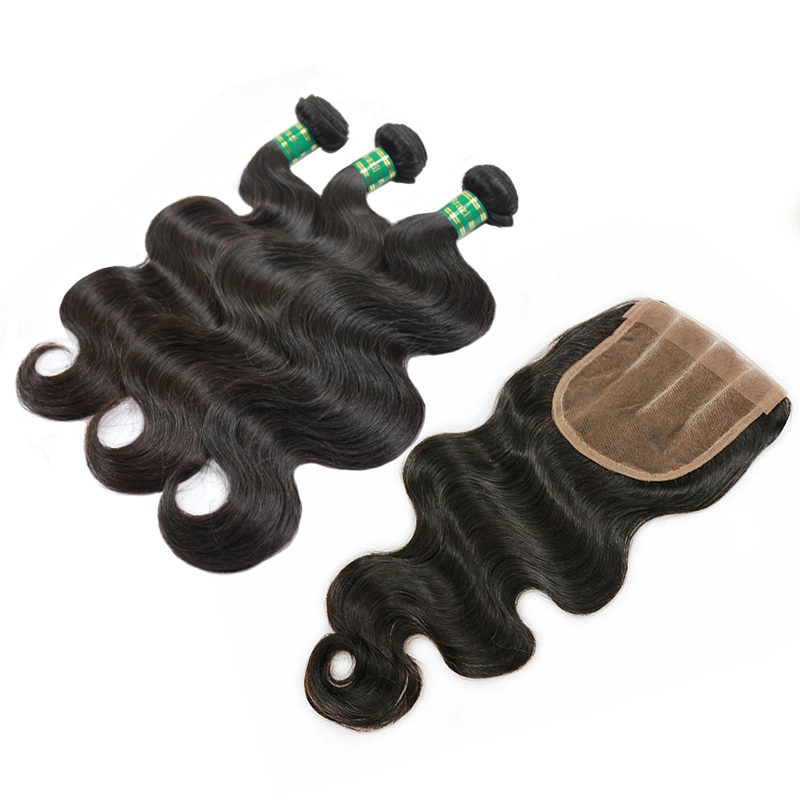 Beautiful Fashion Hair Products 3pcs Unprocessed Body Wave Brazilian Virgin Hair with 1pc Lace Closure 5x5 with Baby Hair and Bleached Knots