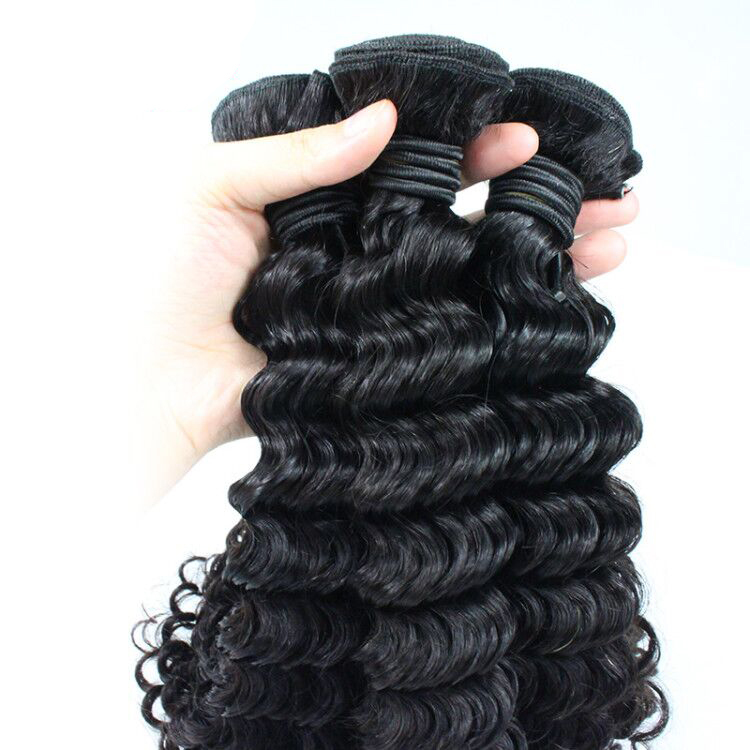 3 Bundles Deals 100% Remy Human Deep Wave Hair Sliver Band Hair Extensions 10&quot;-28&quot; Natural Color