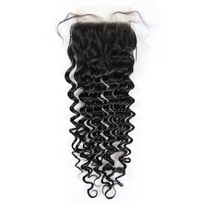 Deep Wave Free Part 4*4 HDLace closure Brazilian 100% Human hair 10-20 inches Natural Hairline bleached knots Berrys Fashion