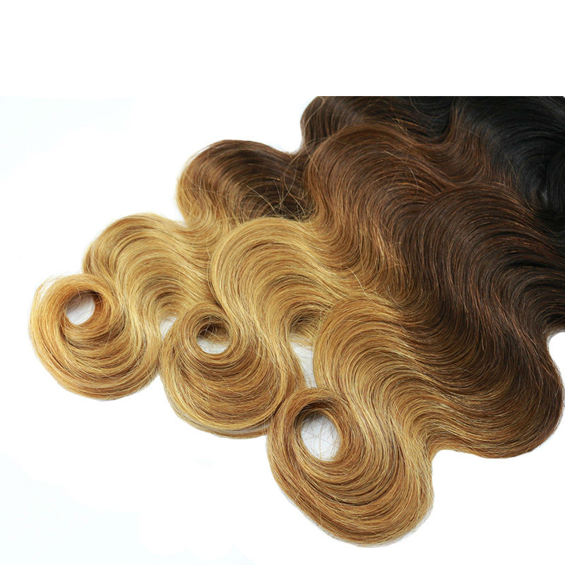 Brazilian Body Wave Ombre Hair Three Tone 1b &amp; #4 &amp; #27 Hair , 100g/pcs 3pcs/lot,Berrys Fashion Weave Beauty