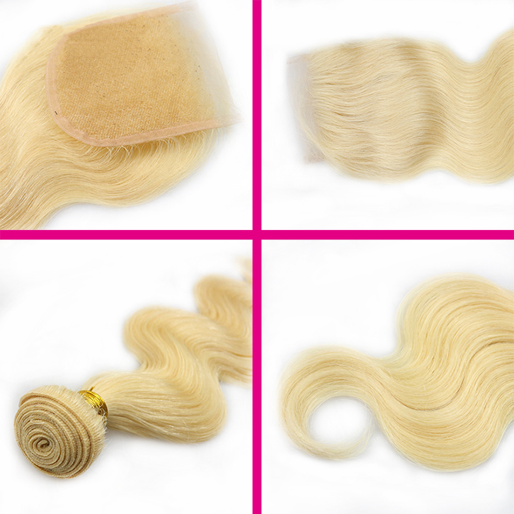 Berrys Fashion Hair 3pcs Brazilian Body Wave Blonde #613 with 1pc Lace Closure Virgin Human Hair Unprocessed Hair Products