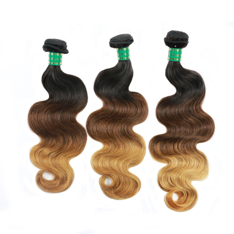 Brazilian Body Wave Ombre Hair Three Tone 1b & #4 & #27 Hair , 100g/pcs 3pcs/lot,Berrys Fashion Weave Beauty