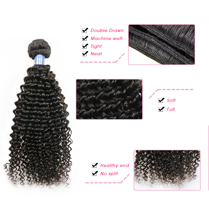 Kinky Curly Hair 3pcs Yellow Band 100% Unprocessed Virgin Human Hair Bundle Berrysfashion Hair