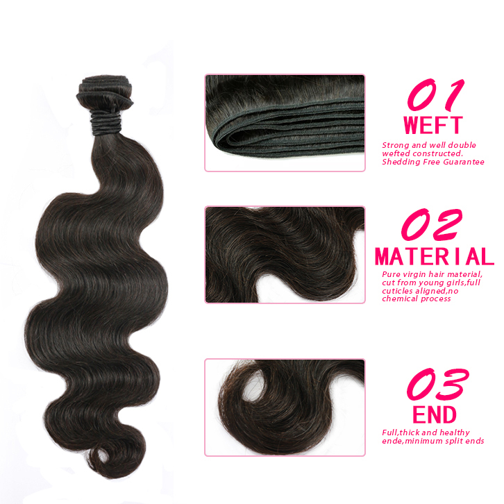 Sliver Band 1pc Virgin Unprocessed Peruvian Body Wave Human Hair Good Quality Hair Products