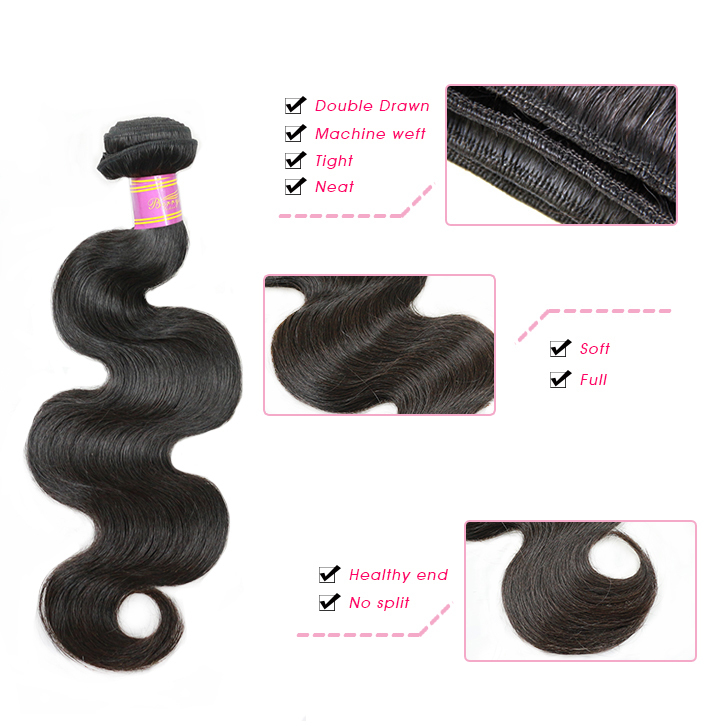 Virgin Human Hair Body Wave 3 Bundles 100% Unprocessed Hair