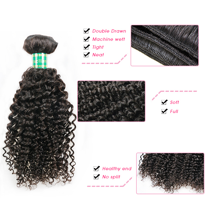 3 Bundles Brazilian Kinky Curly Red Band Raw Hair 100% no Chemical Processed  Curly Human Hair Extension