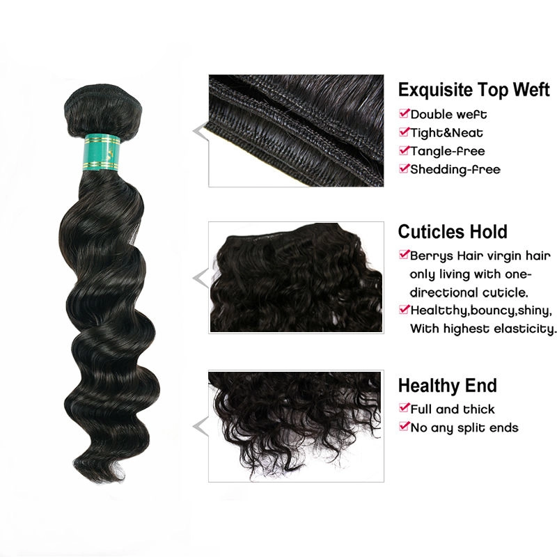 Virgin Human Hair Loose Wave 3 Bundles 100% Unprocessed Hair