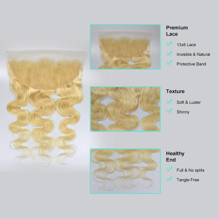 Top quality #613 Blonde Hair 13x6 HD/Transparent Lace Frontal Berrysfashion Hair