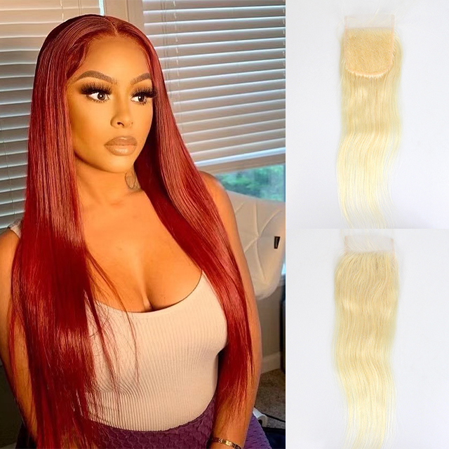 #613 Blonde HD/Transparent 4x4 Lace Closure Berrysfashion hair