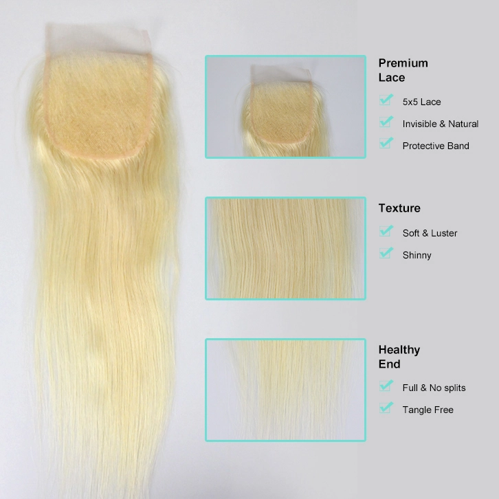 #613 Blonde Hair 5x5 HD/Transparent Lace Closure Berrysfashion hair