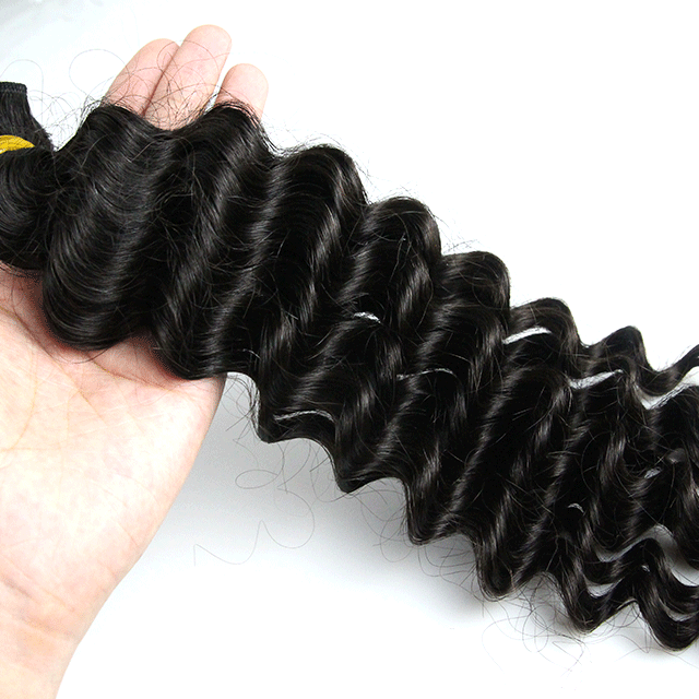 1pc Deep Wave/Curly Human Hair Weave Natural Color Virgin Unprocessed Yellow Band Virgin Hair Extension