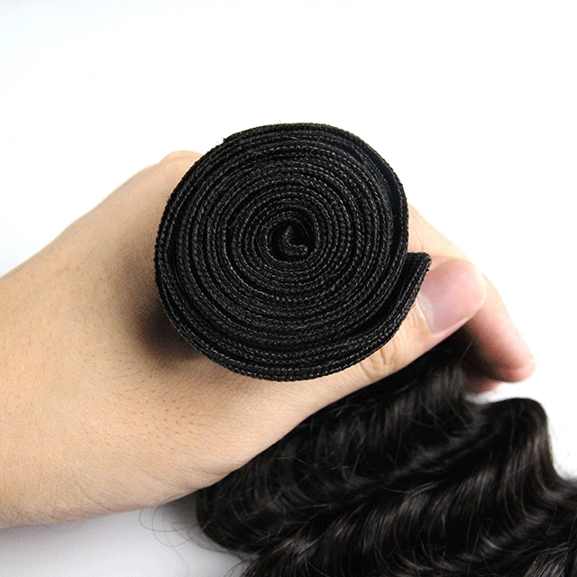 1pc Deep Wave/Curly Human Hair Weave Natural Color Virgin Unprocessed Yellow Band Virgin Hair Extension