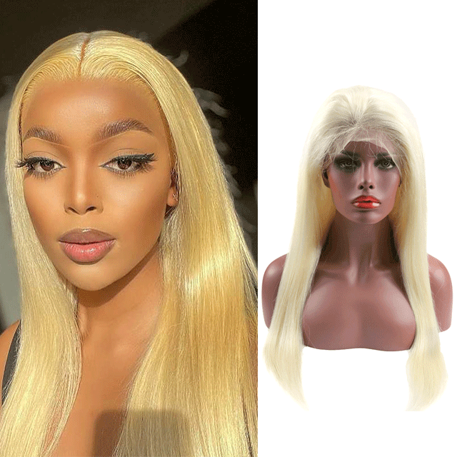 Berrys Fashion 613 Blonde Full Lace Wig Straight Hair, with Transparent Lace Frontal and Bleached Knots