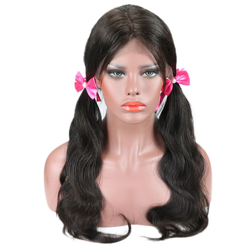 Berrys Fashion Nature Black Full Lace Wig Straight /Body Wave Hair, with Transparent Lace Frontal and Bleached Knots