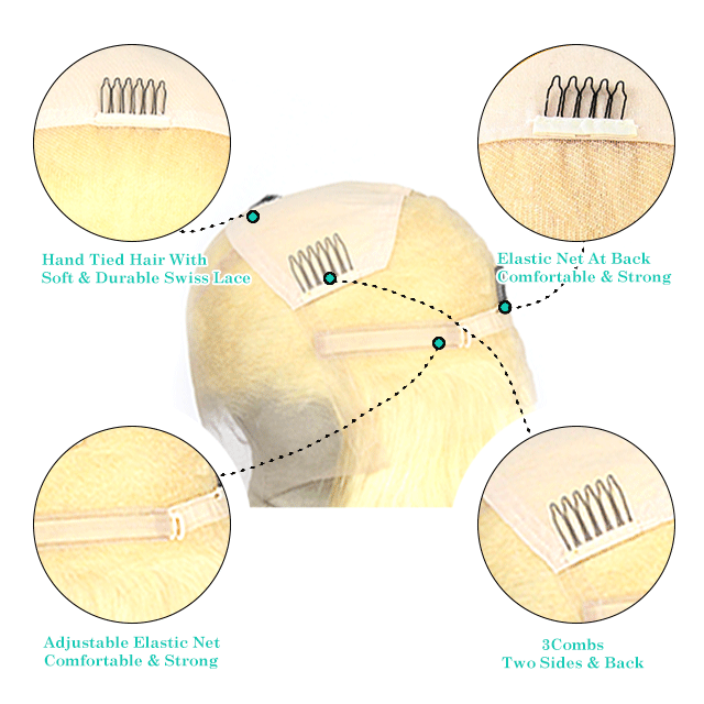 Berrys Fashion 613 Blonde Full Lace Wig Straight Hair, with Transparent Lace Frontal and Bleached Knots