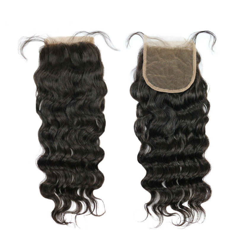 Deep/loose Wave Hair 3 Bundles & 1 Closure 4 PCS Top Quality Yellow Band 100% Virgin Human Hair, can Be Dyed