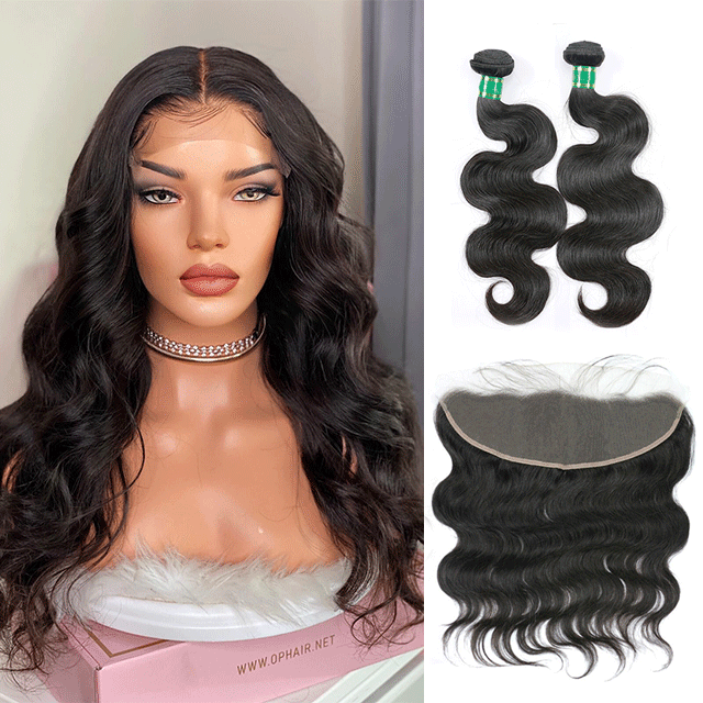 Berrys Fashion Hair Body Wave 2 Bundles + 1 Frontal,100% Virgin Human Hair with Bleacked Knots,No Tangle No Shedding