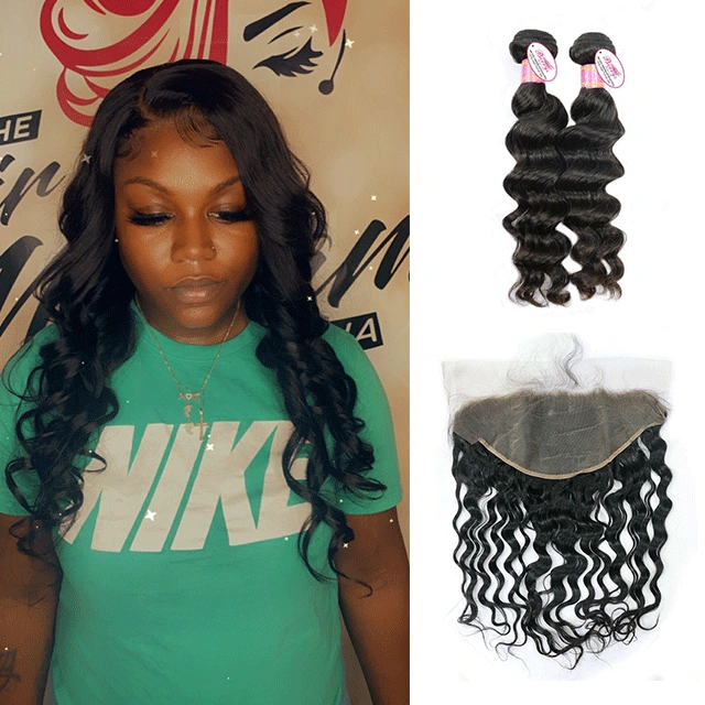 Loose Wave Human Hair 2 Bundles + Lace Frontal 13*6 Virgin Hair 2 pcs with 1pc Top Lace Frontal Unprocessed Berrys Hair Product