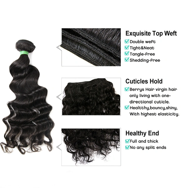 Loose Wave/Deep Wave Human Hair Bundles Real 100% Raw Hair Extensions Double Wefts 10-30 Inches Bundles Deal Berryshair Pervian Raw Hair