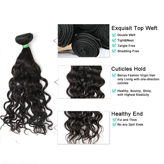 Water Wave Peruvian Hair Nature Color 100% Human Hair  Extensions Double Wefts For Black Women Raw Hair