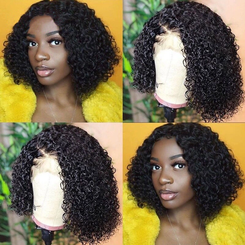 Bob Lace Front Wigs For Women Kinky Curly Lace Front Pre-Plucked Short Wig Brazilian Curly Human Hair Wigs Berrys Fashion