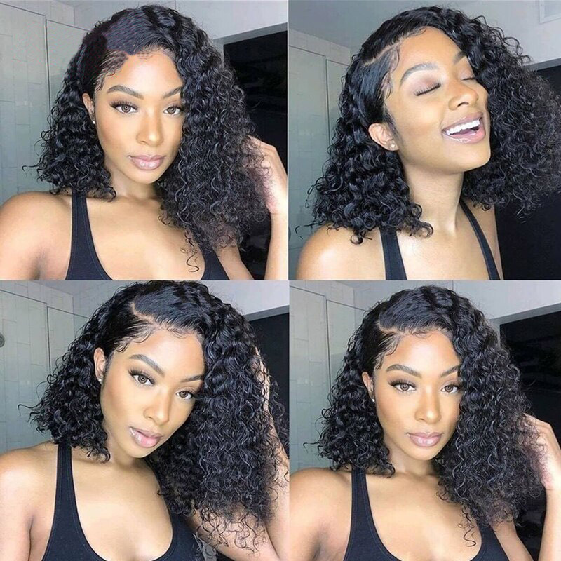 Bob Lace Front Wigs For Women Kinky Curly Lace Front Pre-Plucked Short Wig Brazilian Curly Human Hair Wigs Berrys Fashion