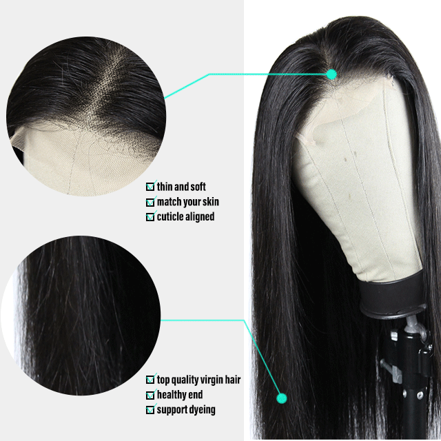 HD/Transparent 4*4  Lace Closure Wig Straight  For Women Black Color Brazilian any Density Customized Lace closure Wigs Berrys Fashion 100% Virgin Hai