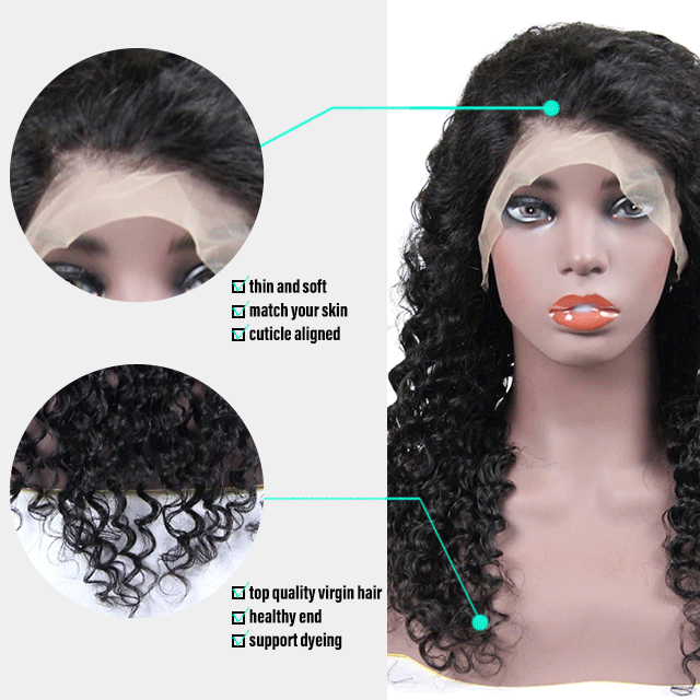 Deep Curly Human Hair Wigs Pre Plucked With Baby Hair 13*4 Lace Front Human Hair Wigs For Black Women Pre Plucked Transparent Lace