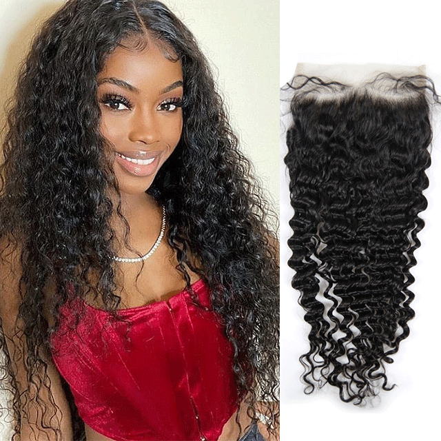 7*7" Lace Closure Deep Wave Brazilian Virgin Hair Free Part Prepluncked Closure Unprocessed Human Hair Extensions Berrys Fashion