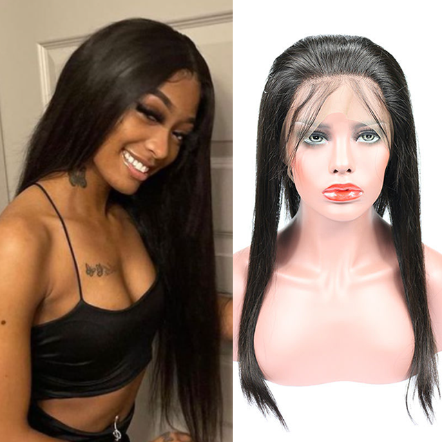 360 Straight Lace Frontal 22*4" Pre Plucked with Adjust Strand Elastic Band Bleached Knots Virgin Hair Frontal Berrys Fashion