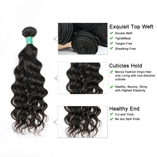 Maylaysian Water Wave Raw Hair 3PCS/ Lot with High Quality 100% Virgin Human Hair, can Be Dyed, Bleached Berrys Fashion Raw Hair