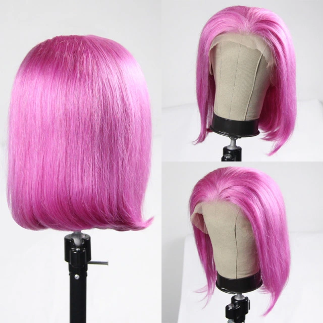 13*4 Lace Front  Colorful Wigs Human Hair Pre Plucked Straight Short Bob Colored Virgin Hair Wigs For Women  12inch