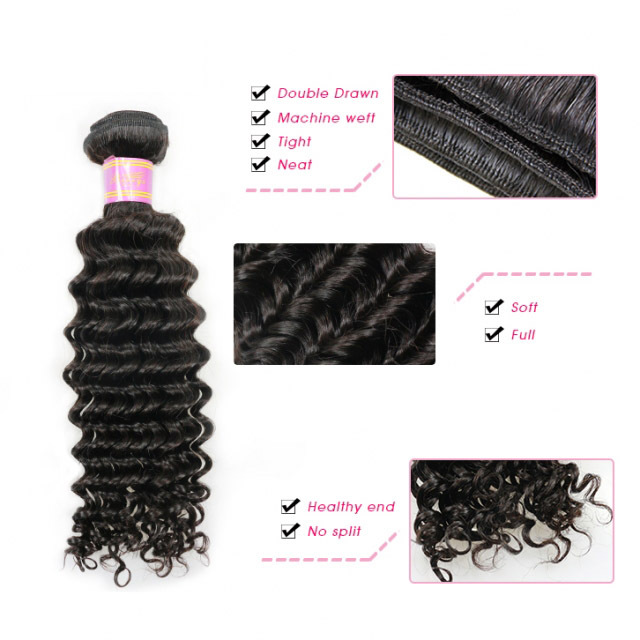 Berrys Fashion Peruvian Hair 100% Human Raw Hair Deep Wave/Curly 3 Bundles / lot 100% Unprocessed Hair Free Shipping