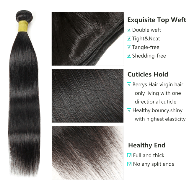 Yellow Band Straight 100% Virgin Human Hair High Quality , Can Be Dyed, Bleached Berrys Fashion VIrgin Hair(China Hair)