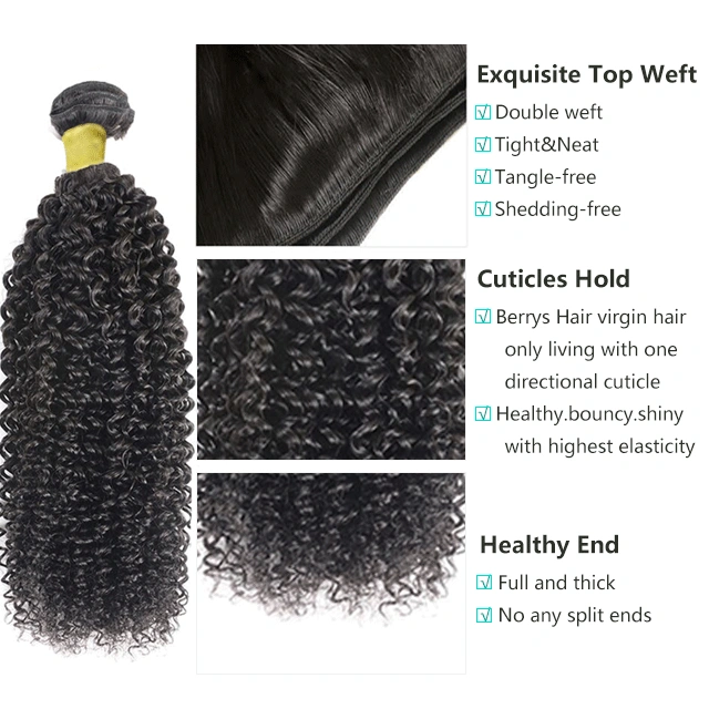 Yellow Band Kinky Curly 100% Virgin Human Hair High Quality , Can Be Dyed, Bleached Berrys Fashion VIrgin Hair(China Hair)