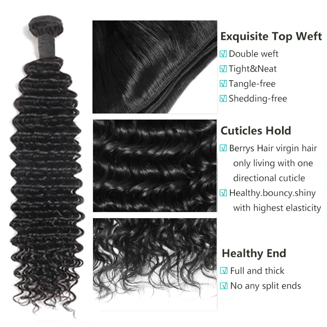 Malaysia Red Band Raw Hair Bundles Deep Wave Human Hair High Quality