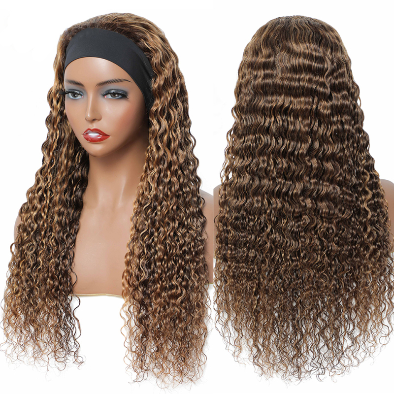 4/#27 Highlight Head Band wig Deep Wave 150% Berrys Fashion Human Virgin Hair