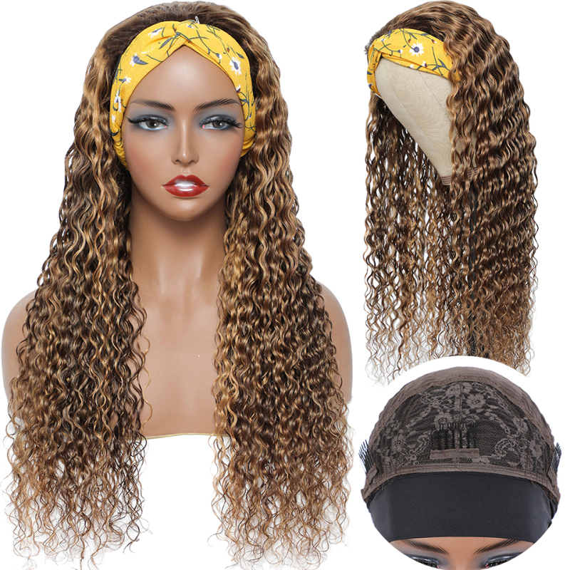 4/#27 Highlight Head Band wig Deep Wave 150% Berrys Fashion Human Virgin Hair