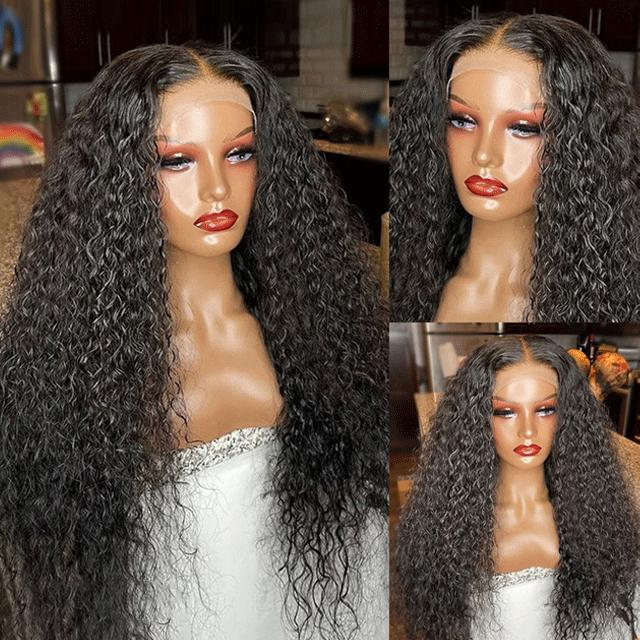 HD /Transparent Single Donor Raw Hair 4x4 Water Wave Closure Wigs 10-30inch Berrys Fashion Hair