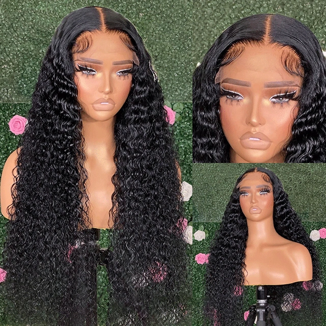 HD /Transparent Single Donor Raw Hair 4x4 Deep Wave Wave Closure Wigs 10-30inch Berrys Fashion Hair