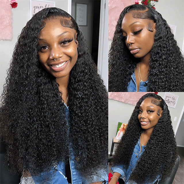 HD /Transparent Single Donor Raw Hair 4x4 Kinky Curly Closure Wigs 10-30inch Berrys Fashion Hair