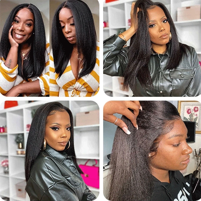 HD /Transparent Single Donor Raw Hair 4x4 Kinky Straight Closure Wigs 10-30inch Berrys Fashion Hair