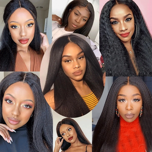 HD /Transparent Single Donor Raw Hair 4x4 Kinky Straight Closure Wigs 10-30inch Berrys Fashion Hair