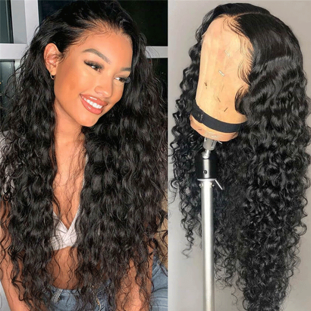 New Arrival Water Wave Lace closure wigs 4x4 Brazilian 100% virginhair Human hair wigs