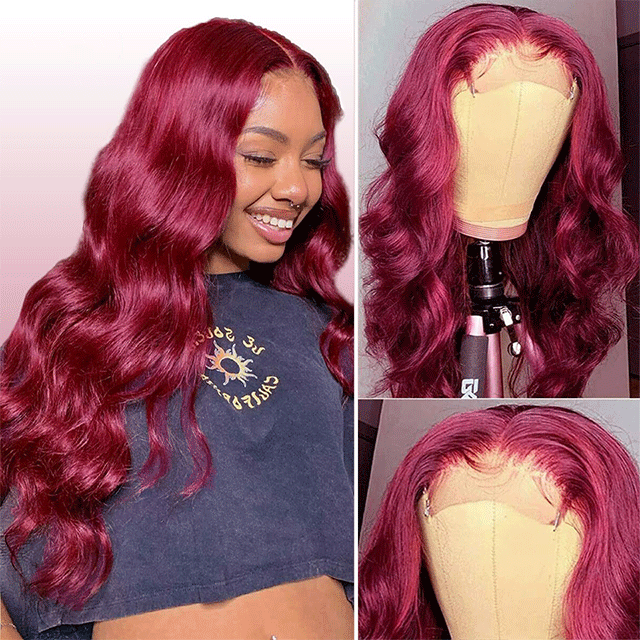 99J Body Wave 13*4 Lace Frontal Wigs 100% Virgin Hair 12A 10-30inch